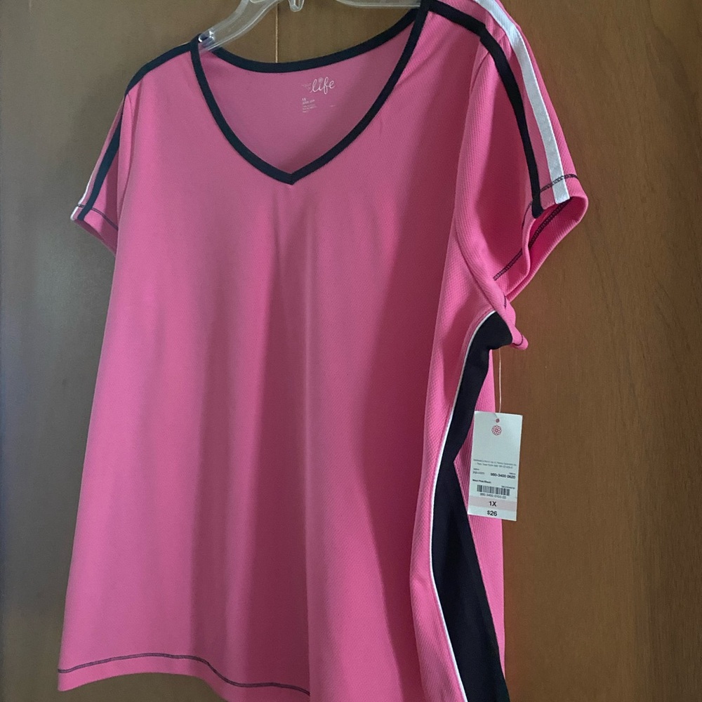 Made for Life Pink and Black V-Neck Tee